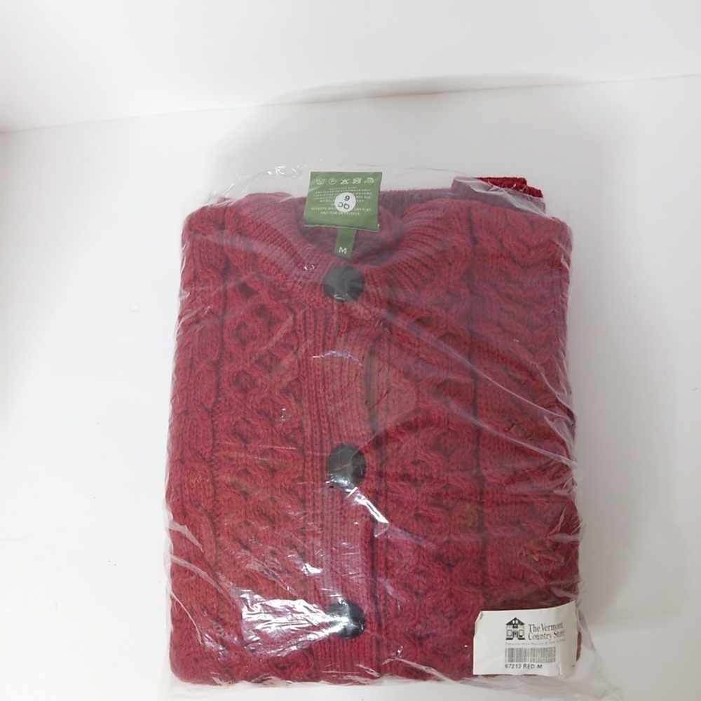 Red Cable Knit Cardigan